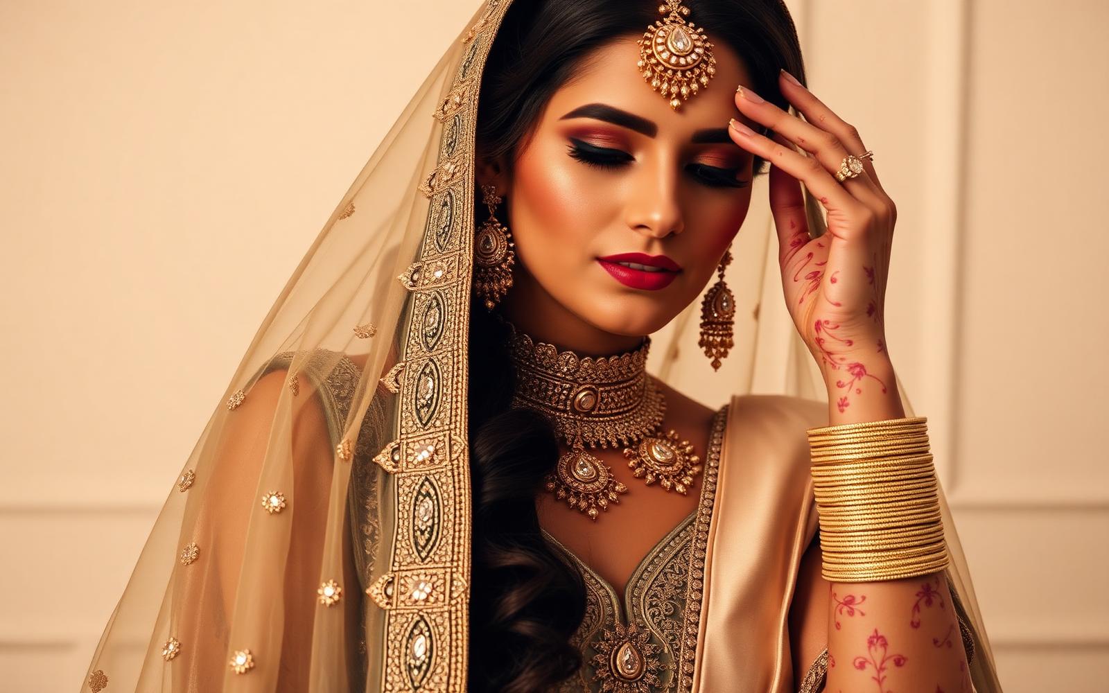 Bridal jewellery styled for a formal occasion