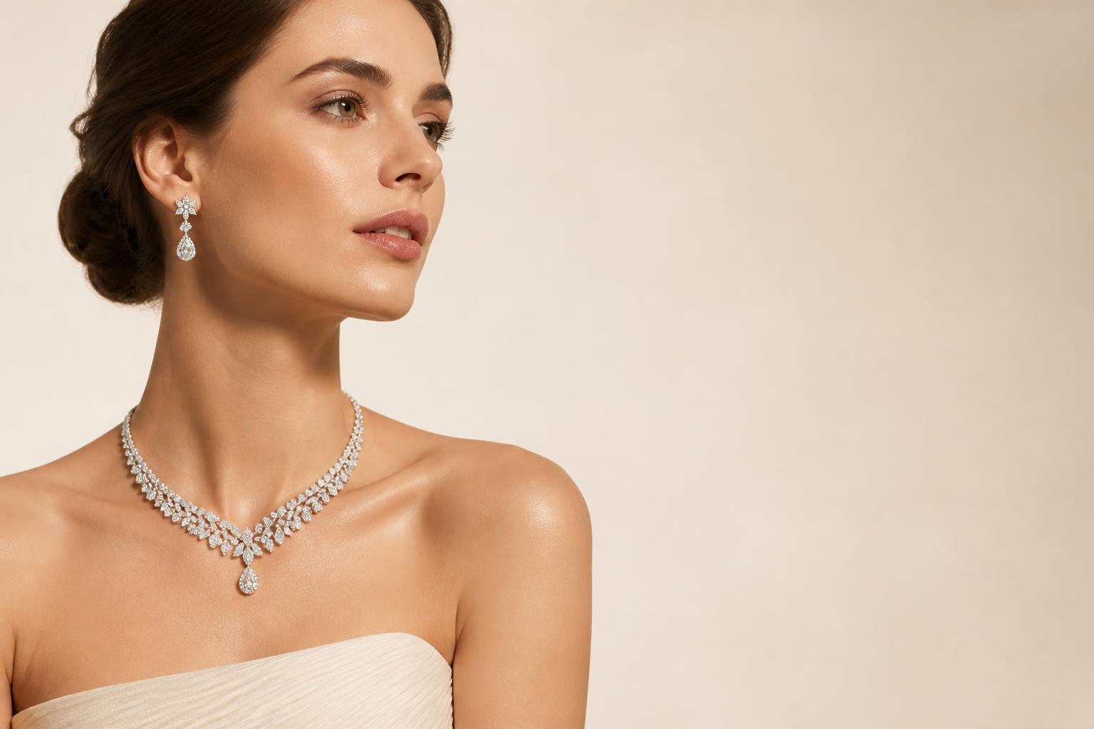 Close-up of luxury jewellery styled in a warm editorial frame